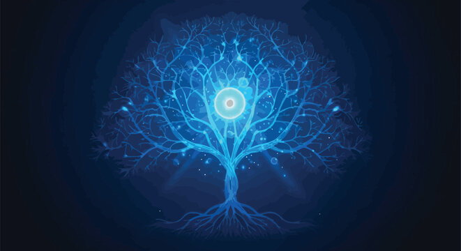 Abstract cosmic tree with glowing center Vector