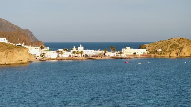 panoramic view of la isleta del moro fishing village in cabo de gata spain