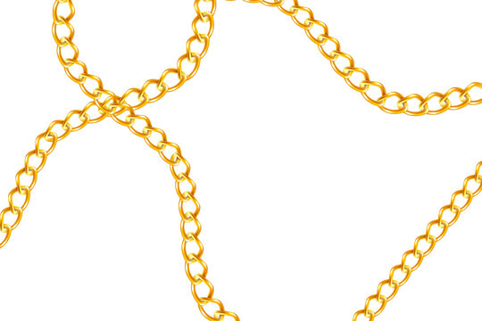 Elegant gold chains vector illustration with overlapping links on a transparent background