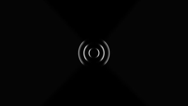 The Radio wave icon animation video. in Circle Form. white radio waves signal icon. Glowing animations white radio wave in black background.