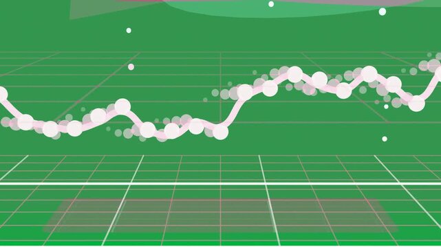 Cluster appearing forming particle ribbon moving right tracing wave panning, background transparent