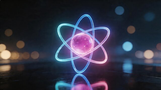 Abstract glowing atomic structure