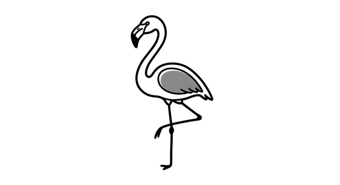 Simple black line art of a flamingo
