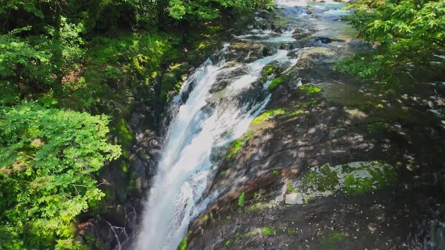 夏の菊池渓谷　掛幕の滝
