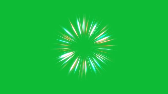 Light sparkling energy burst animation, shockwave burst on green background, abstract background with powerful energy burst and magical shiny effect, light explosion with bright rays particles 4K