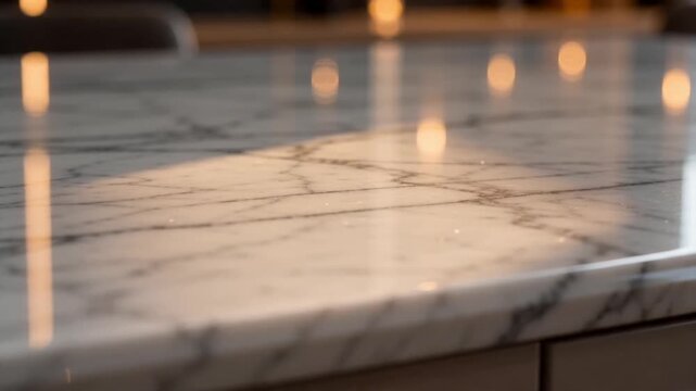 Luxury White Marble Countertop with Soft Bokeh Lights, Generative AI