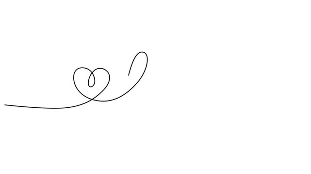 continuous one line drawing Cursive love word, heart symbol, handwritten typography, vector illustration, romantic design element video