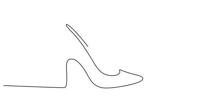 continuous one line drawing Stylish, minimalist high heel shoe, women's fashion icon, simple line drawing, elegant footwear video