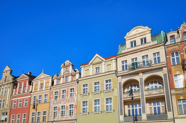 Fototapeta premium Townhouses on Poznan Old Market Square, Poland.