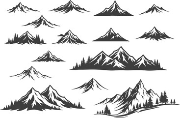 Fototapeta premium Collection of various mountain ranges in different shapes and sizes