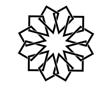 Islamic geometric pattern, seamless star shape intertwining lines vector design