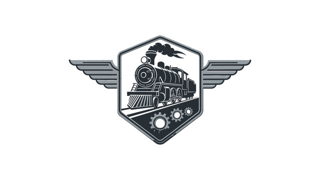 Vintage steam train with wings logo.