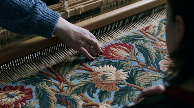Masterful Aubusson Tapestry Weaving Process Capturing the Intricate Details of Threaded Chaos and Textural Richness