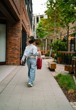woman walking in the city