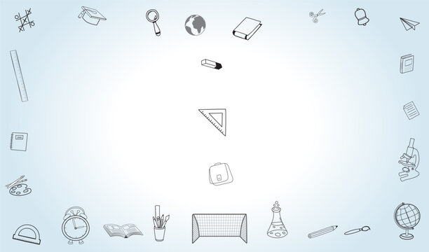 Educational science and leisure doodles with empty space