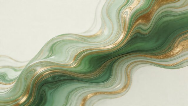 Abstract swirling green and gold pattern