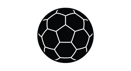 Naklejka premium black soccer ball icon with white lines on white background