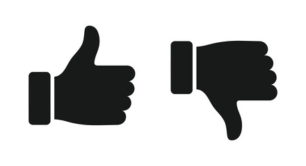 thumbs up and thumbs down icons on white background © Villain