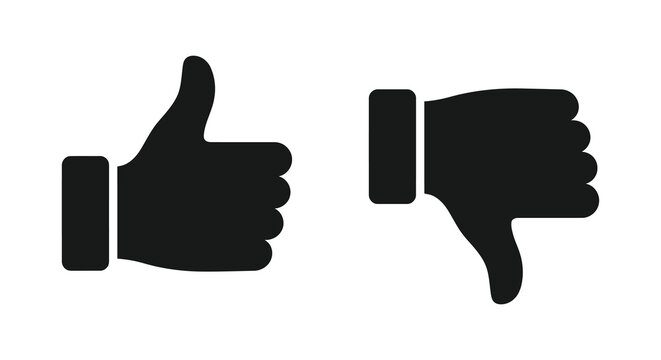 thumbs up and thumbs down icons on white background