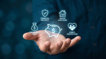Obraz premium Financial planning and savings concept with piggy bank icon