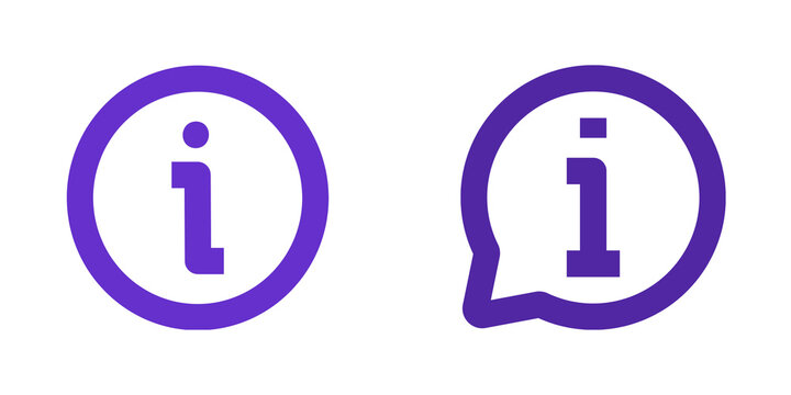 Information icons, circle and speech bubble, isolated on transparent background