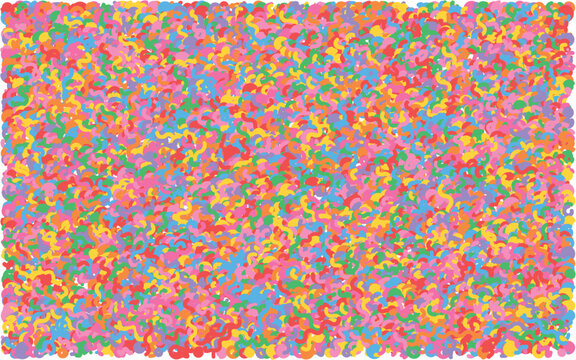 Abstract colorful confetti pattern background, vibrant festive sprinkles texture vector, playful multi-colored organic shapes backdrop for celebration