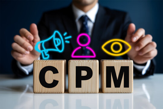 Cost Per Mille (CPM) Advertising Concept: Digital Marketing Strategy, Brand Awareness and Media Buy