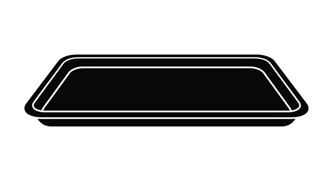 rectangular tray silhouette black and white isolated on white