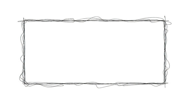 Hand drawn scribble rectangular frame isolated on transparent background
