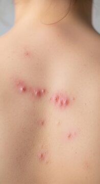 Red Inflamed Skin Rash Visible on Bare Human Back in Clinical Close Up