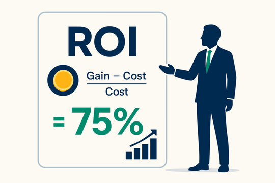 Return on investment and business case justification concept showing a