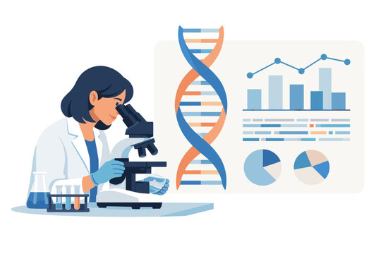 DNA analysis scenario where a scientist studies genetic material in a