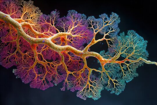 Vibrant Multicolor Tree-Like Biological Network