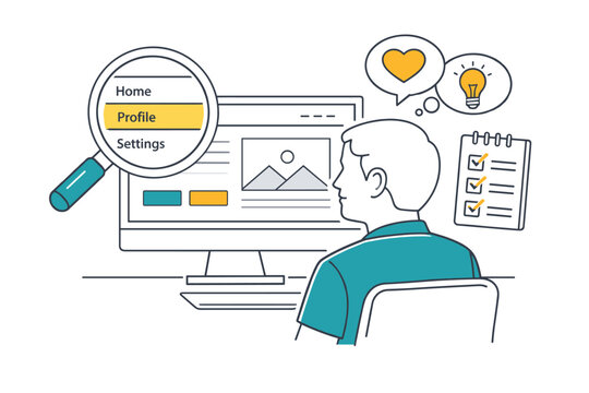 UX interface usability testing and user feedback session depicted through a