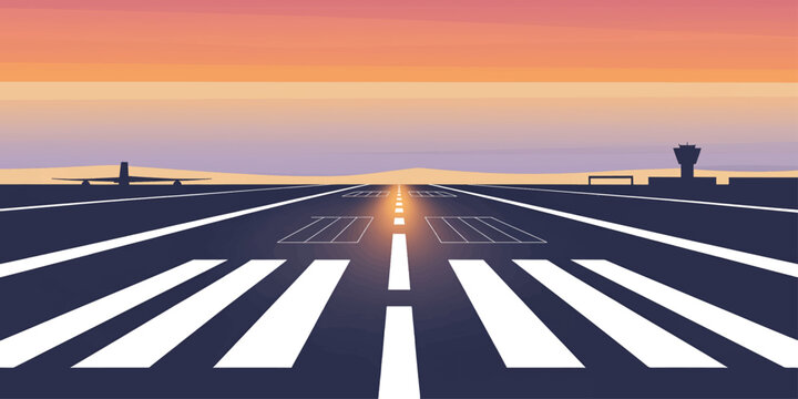 Motion silhouette of a man running on a sunset highway landscape with asphalt road and horizon light representing travel and speed transport