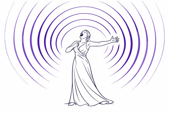 Opera singer performing and the power of the trained voice concept as an