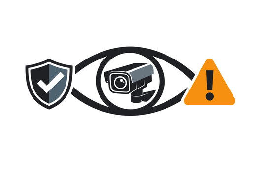 Privacy and surveillance balance concept showing a large human eye outline