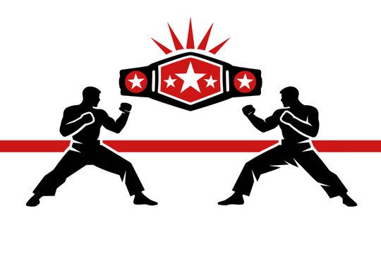 Martial arts competition and championship concept showing two sparring