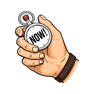 Time Is Now, Urgent Action Stopwatch icon logo flat vector design