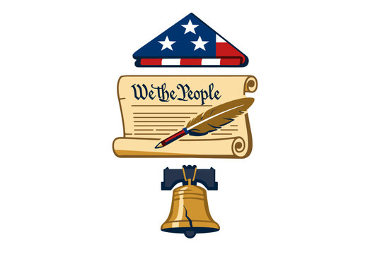USA national symbols and independence legacy concept with a vertical