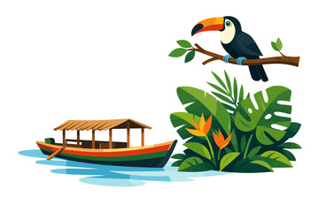 Naklejka premium Suriname travel and tourism concept showing a small traditional wooden