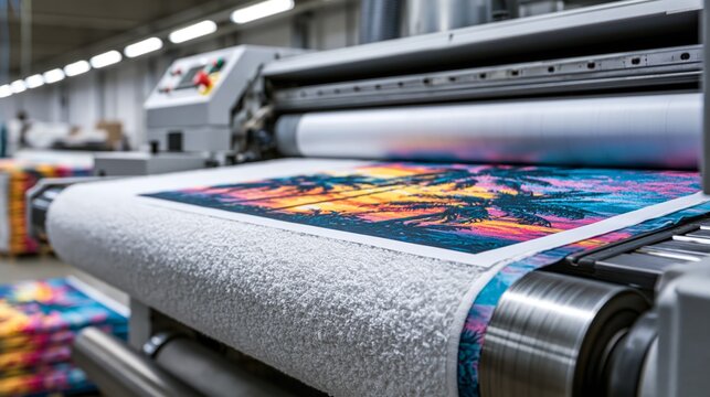 A beach towel terry cloth textile weaving and sublimation printing manufacturing process.
