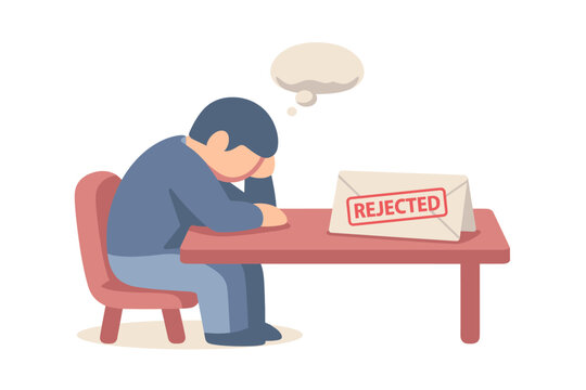 Job rejection and emotional disappointment concept featuring a seated