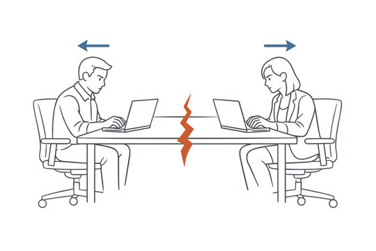 Office conflict and passive disagreement simmering beneath a professional