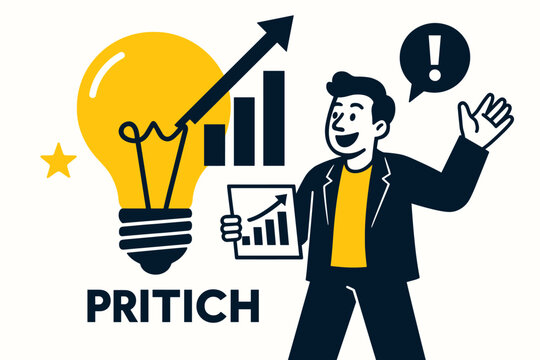 Idea pitching and creative proposal concept showing an enthusiastic