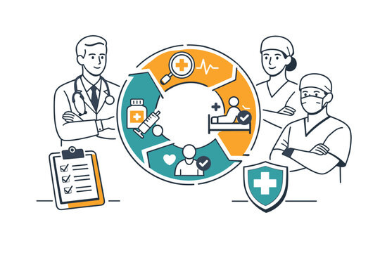 Healthcare team coordination and multidisciplinary patient support concept