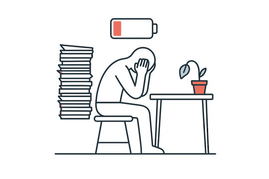 Workplace burnout and mental exhaustion concept illustrating a simplified
