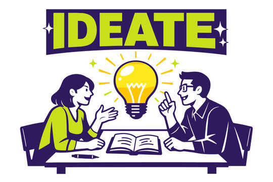 Creative brainstorming and idea generation at work shown by two people