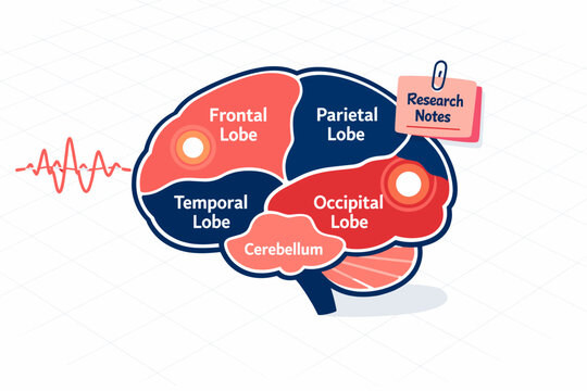 Neurological research and brain mapping concept depicting a stylized brain