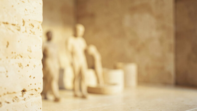 Ethereal classical statues in warm stone architecture background
